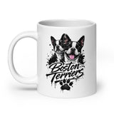 Boston Terriers Graffiti Streetwear White Glossy Mug .