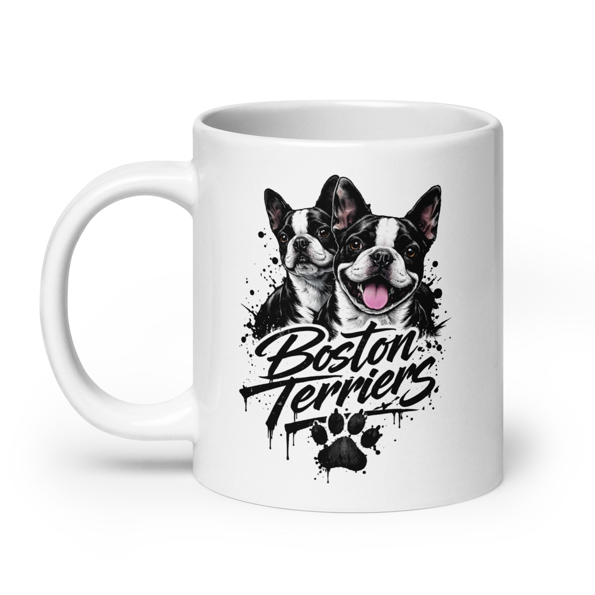 Boston Terriers Graffiti Streetwear White Glossy Mug .