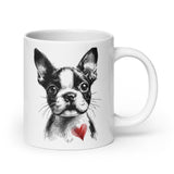 Boston Terrier Heart White Glossy Mug