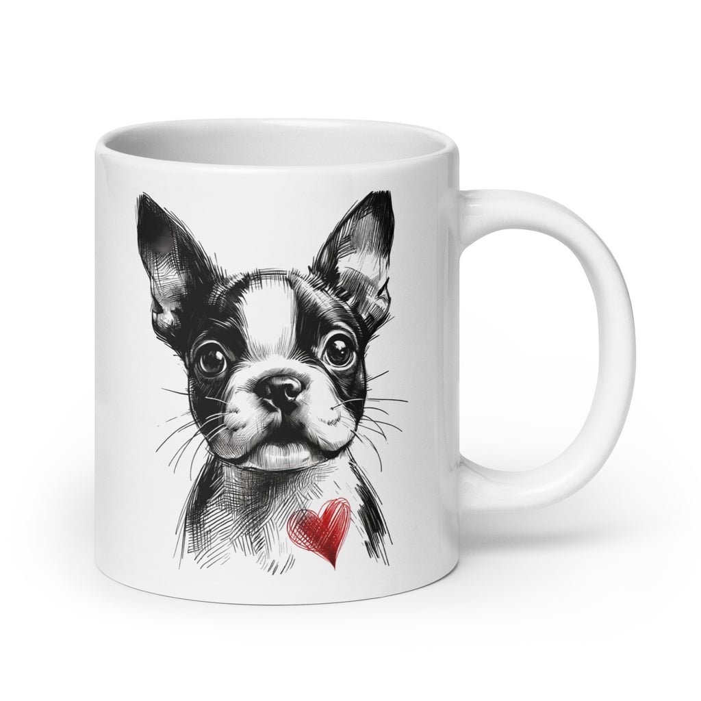 Boston Terrier Heart White Glossy Mug