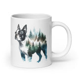 Watercolor Forest Boston Terrier Dog Portrait White Glossy Mug . 20 oz