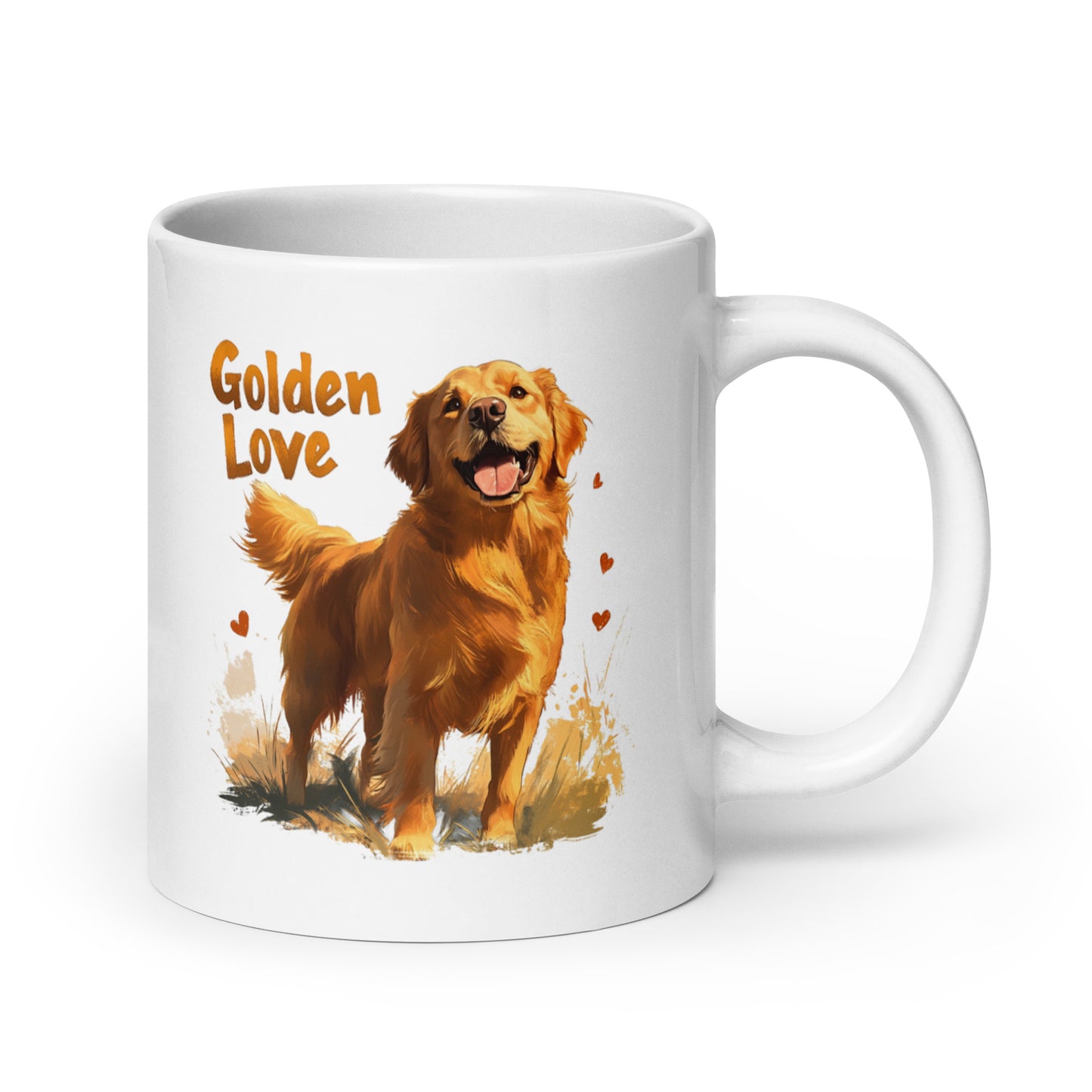 Golden Retriever Love White Glossy Mug