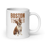 Brown Boston Terrier Dog White Glossy Mug . 20 oz