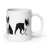 4 Boston Terrier Poses White Glossy Mug . 20 oz