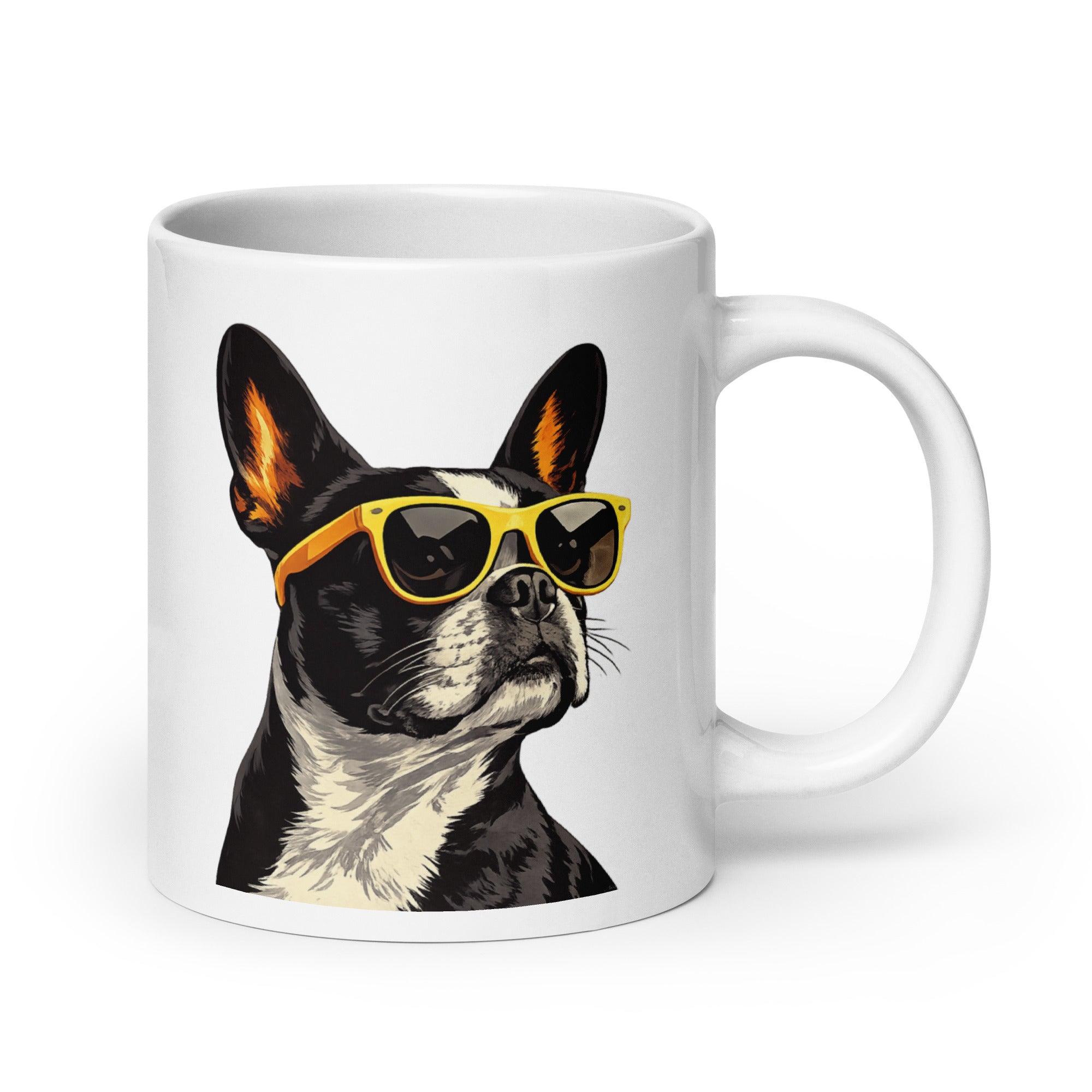Too Cool Boston Terrier Dog White Glossy Mug . 20 oz