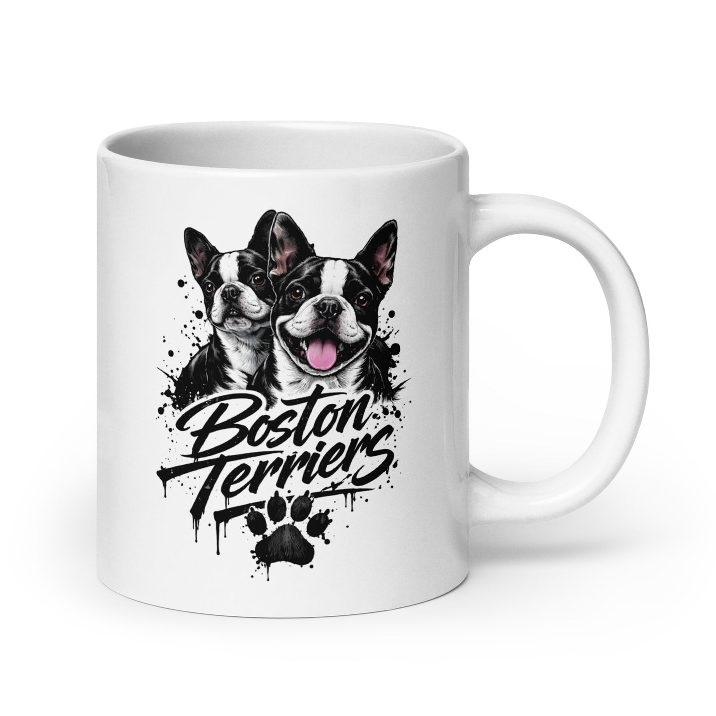 Boston Terriers Graffiti Streetwear White Glossy Mug . 20 oz