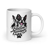 Boston Terriers Graffiti Streetwear White Glossy Mug . 20 oz