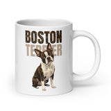 Brindle Boston Terrier Dog White Glossy Mug . 20 oz