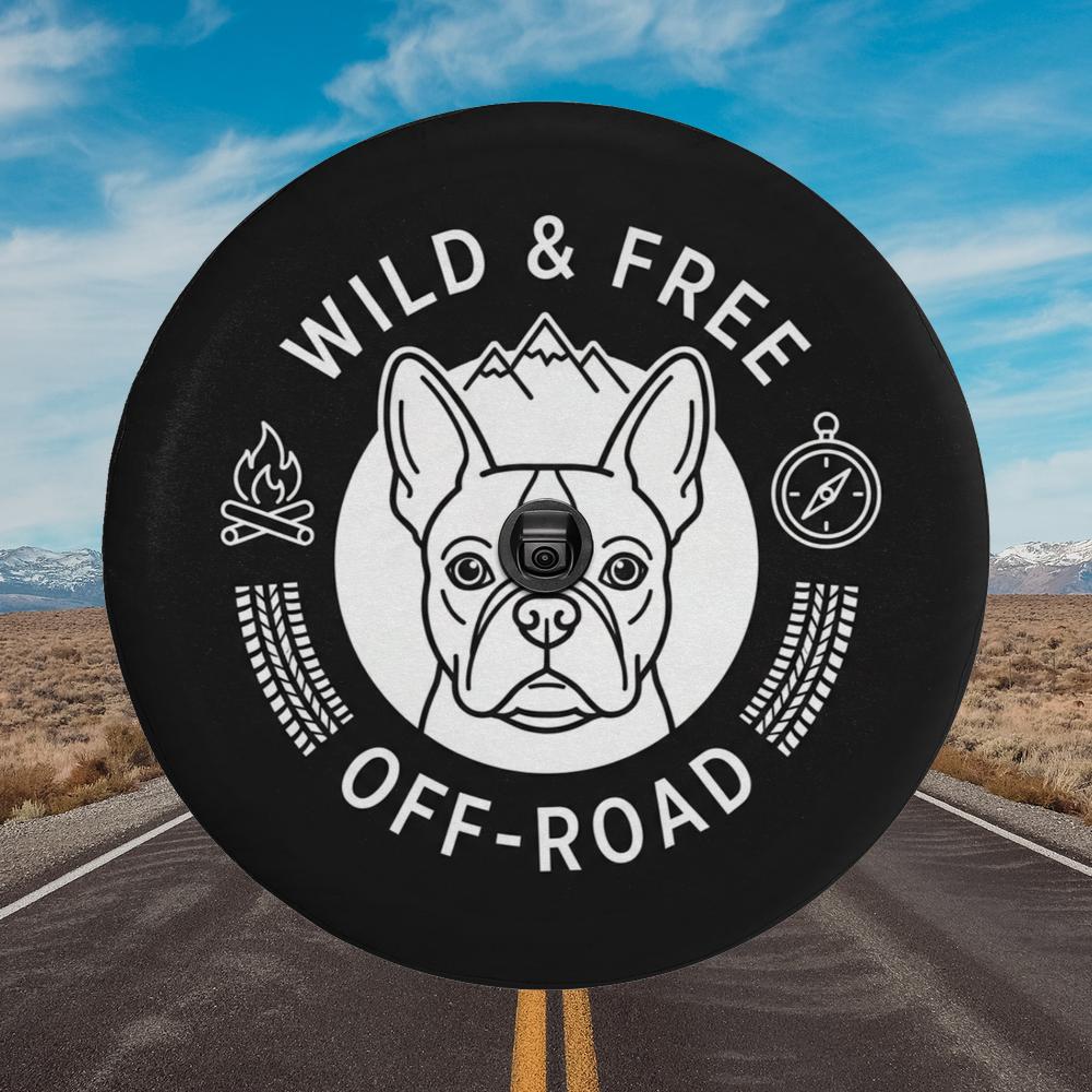 Wild And Free Off Road Boston Terrier Dog Spare Tire Cover With Backup Camera Hole .