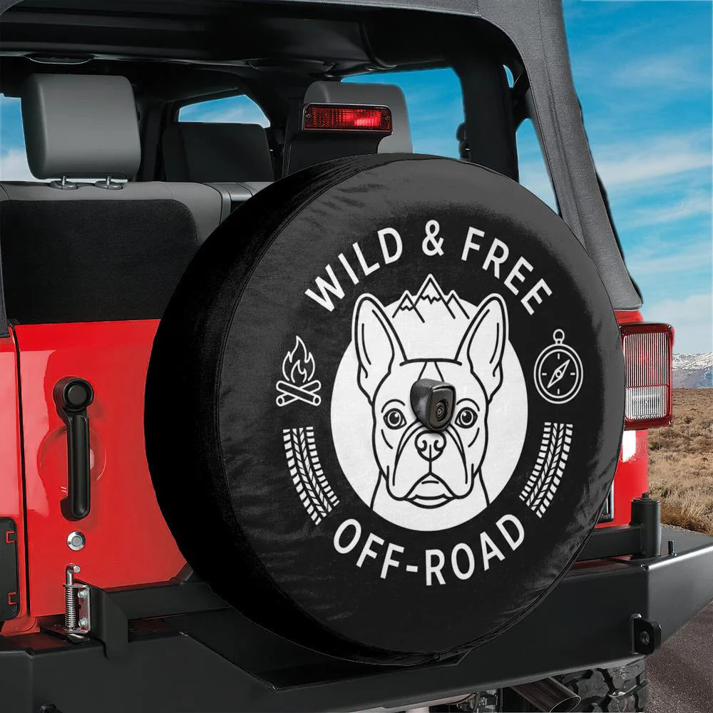 Wild And Free Off Road Boston Terrier Dog Spare Tire Cover With Backup Camera Hole .