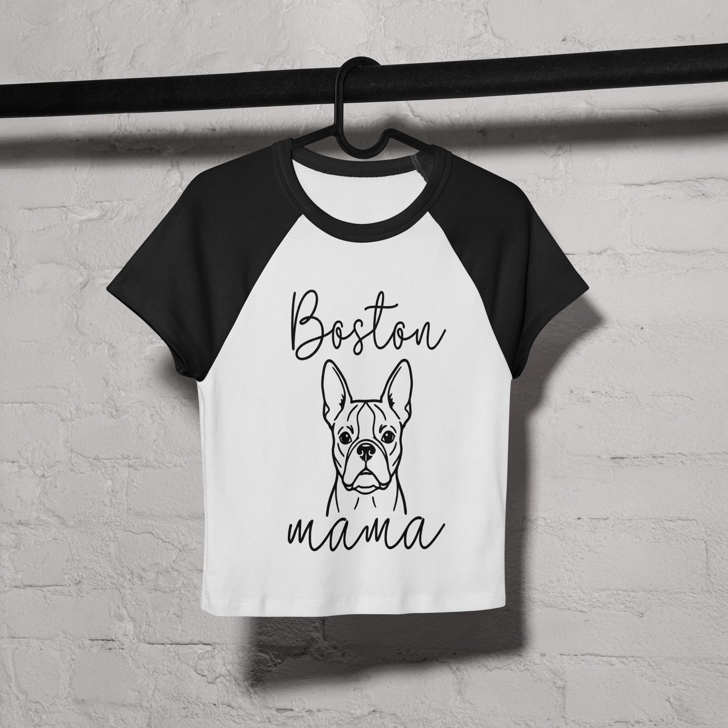 Boston Mama Mode Women’s Micro Rib Raglan Baby Tee .