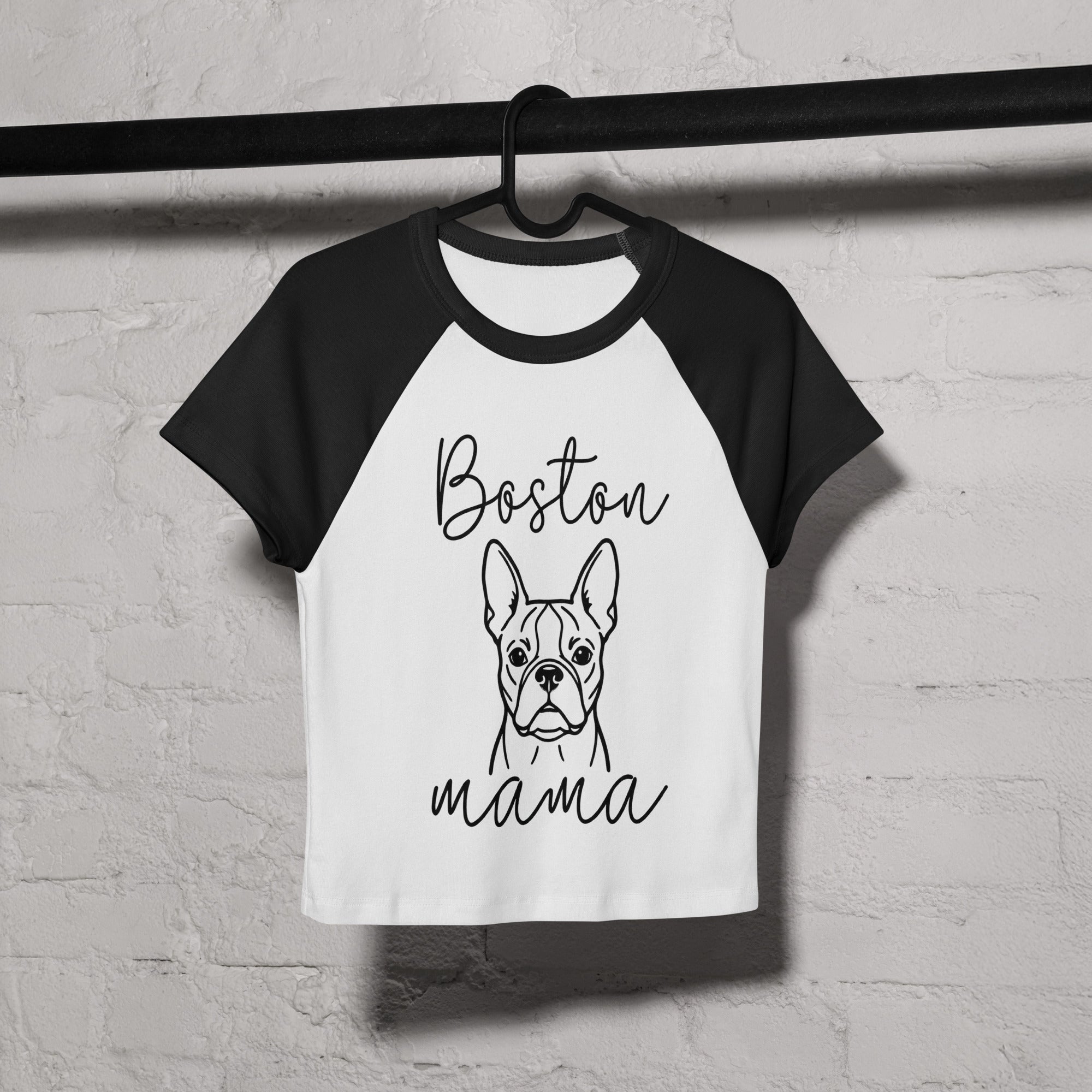 Boston Mama Mode Women’s Micro Rib Raglan Baby Tee .