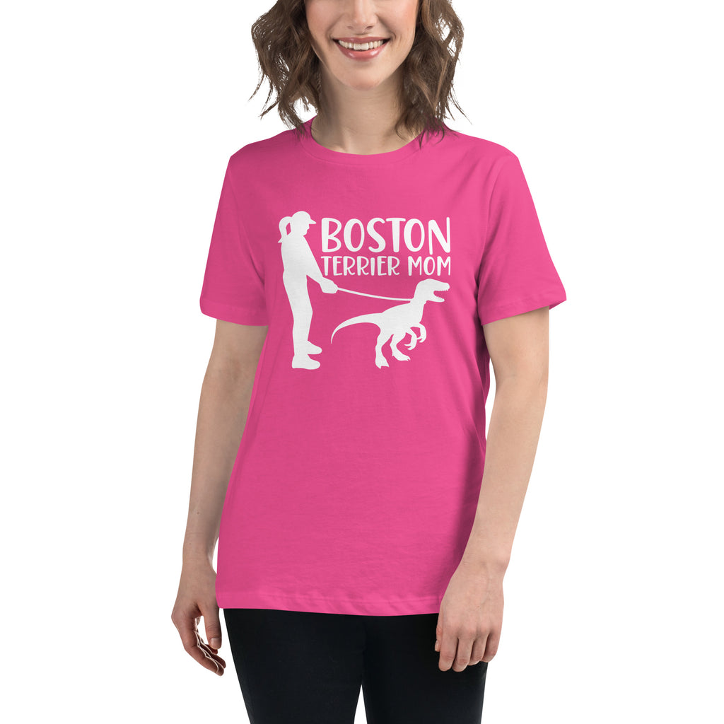 Boston Terrier Mom Dinosaur Women's Relaxed T-Shirt