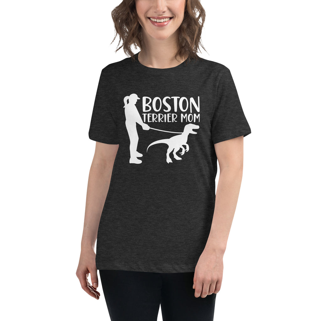 Boston Terrier Mom Dinosaur Women's Relaxed T-Shirt