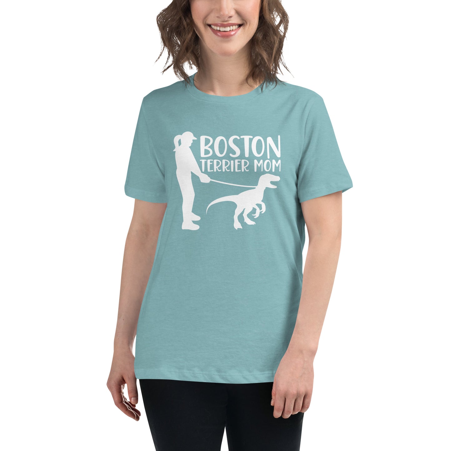 Boston Terrier Mom Dinosaur Women's Relaxed T-Shirt