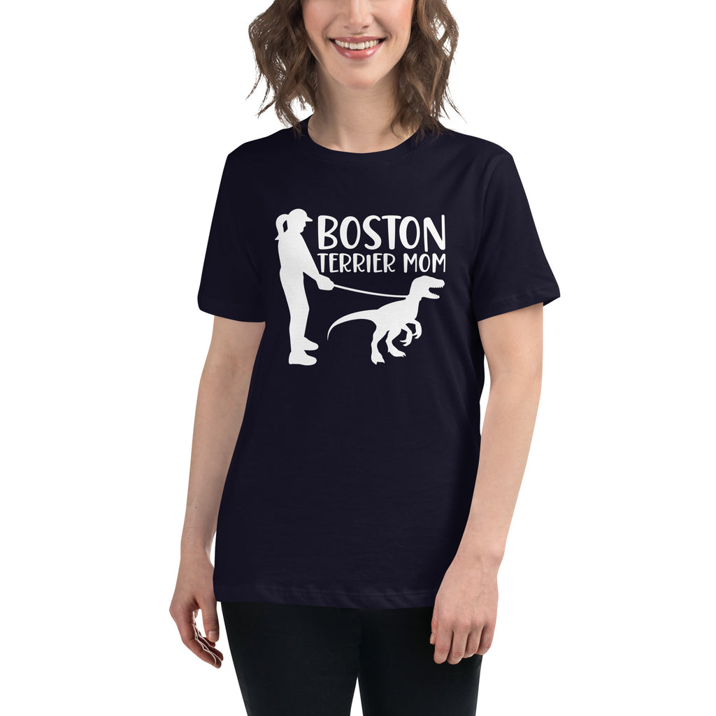 Boston Terrier Mom Dinosaur Women's Relaxed T-Shirt