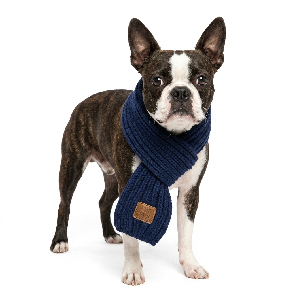 Knitted Wool Winter Dog Scarf .
