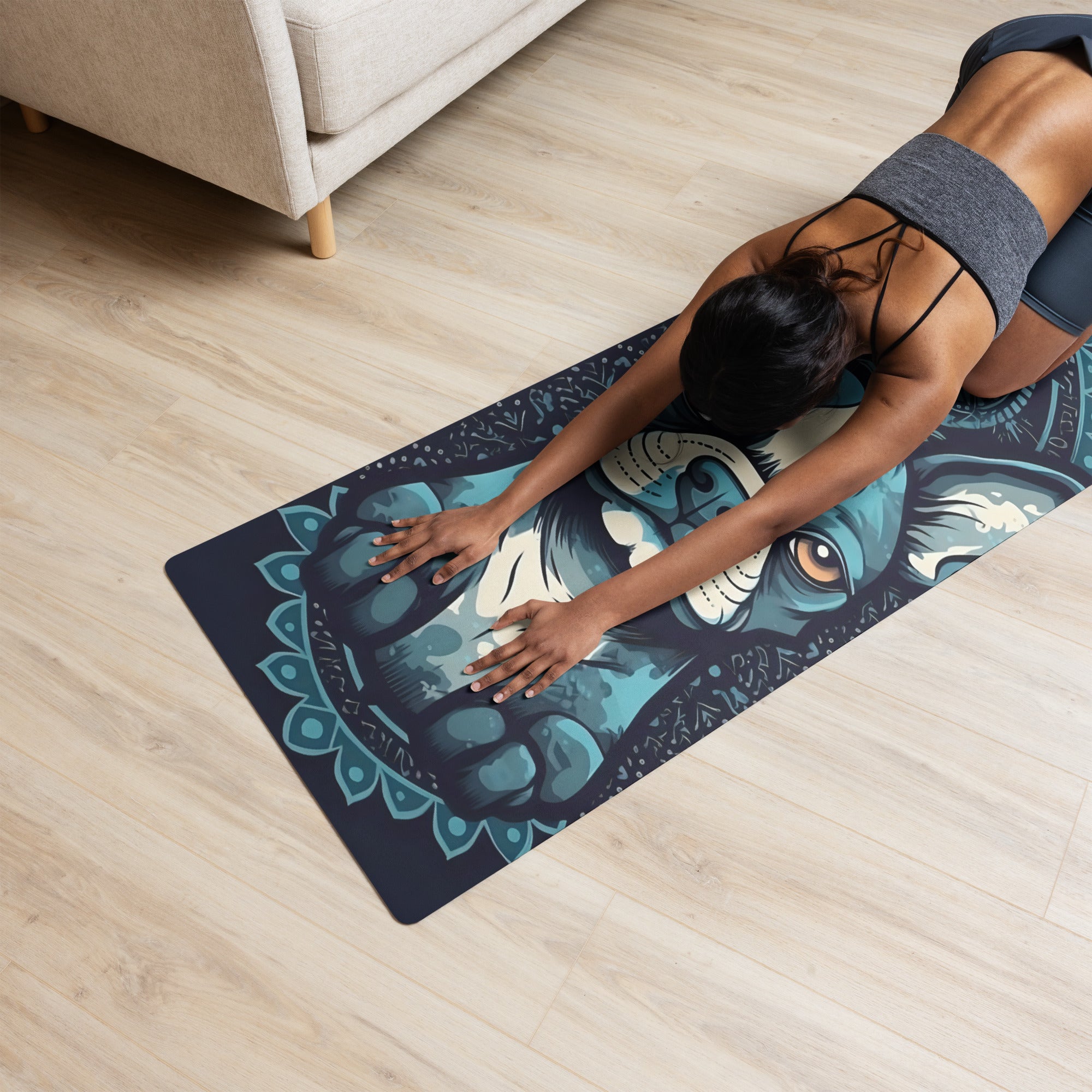 Boston Terrier Yoga Mat - Navy and Blue