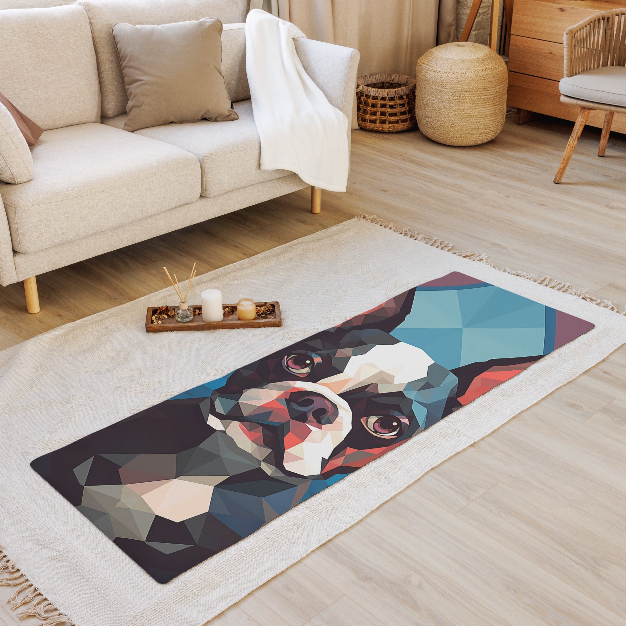 Boston Terrier Yoga Mat - Geometrical 1