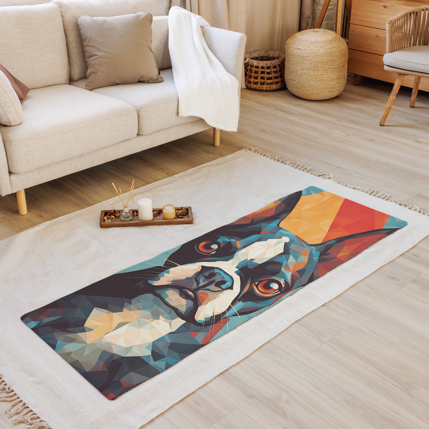Boston Terrier Yoga Mat - Geometrical 2