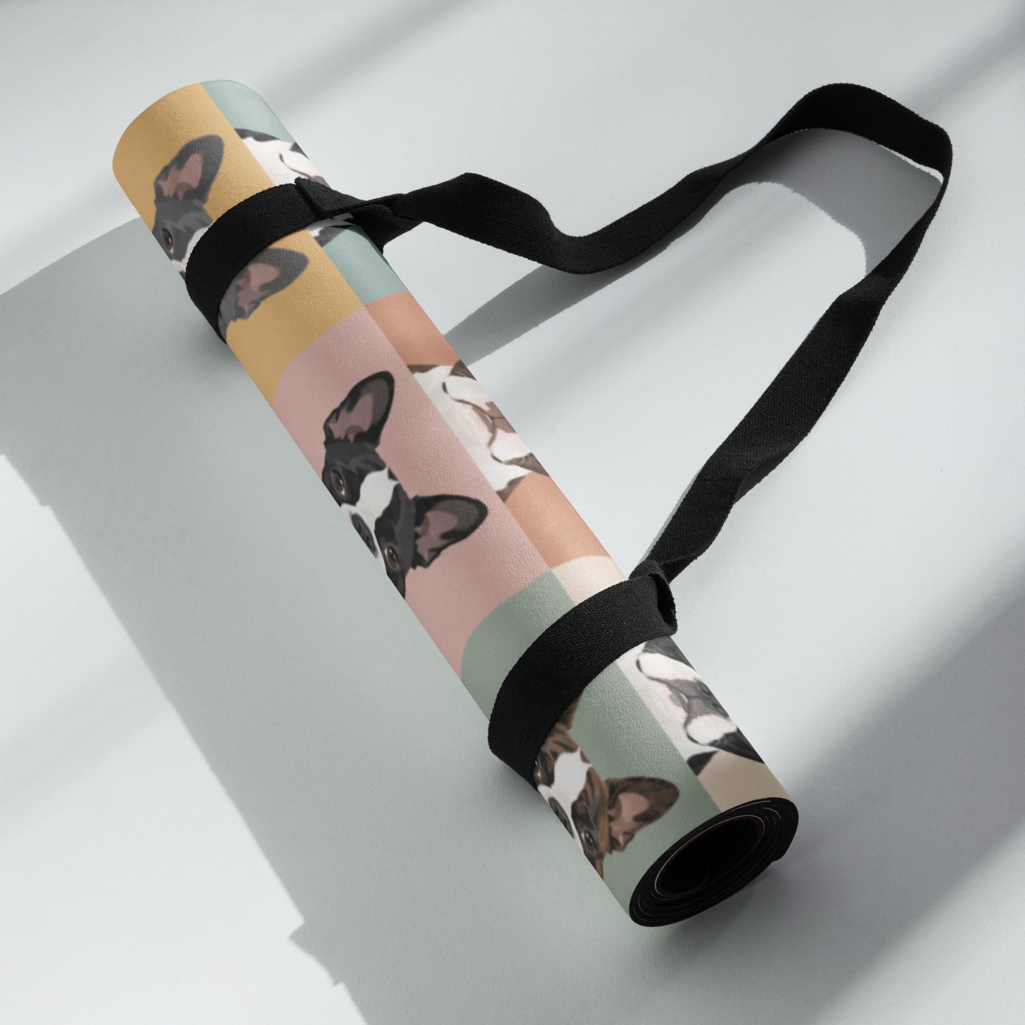 Pop Art Style Colored Boston Terriers Modern Tiles Pattern Yoga Mat .