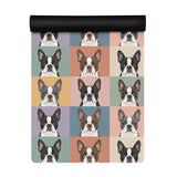 Pop Art Style Colored Boston Terriers Modern Tiles Pattern Yoga Mat .