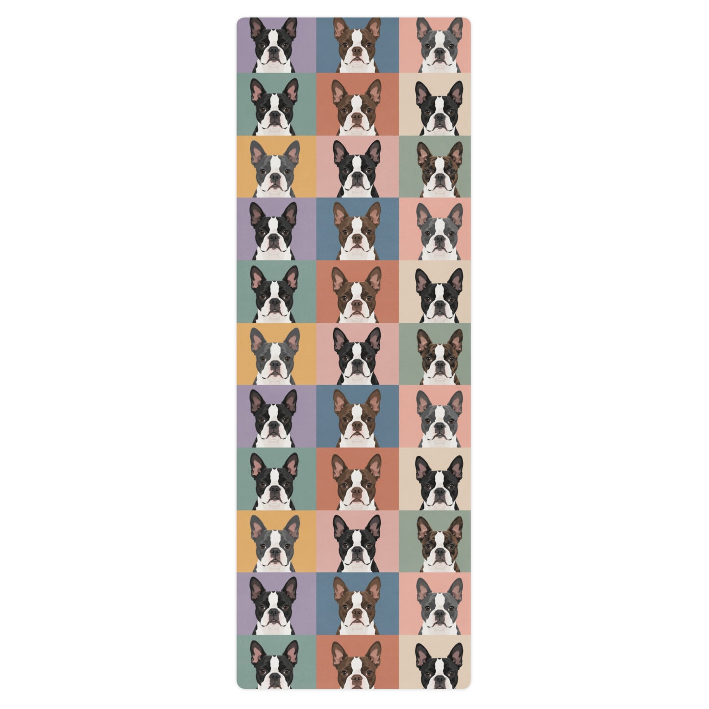 Pop Art Style Colored Boston Terriers Modern Tiles Pattern Yoga Mat .