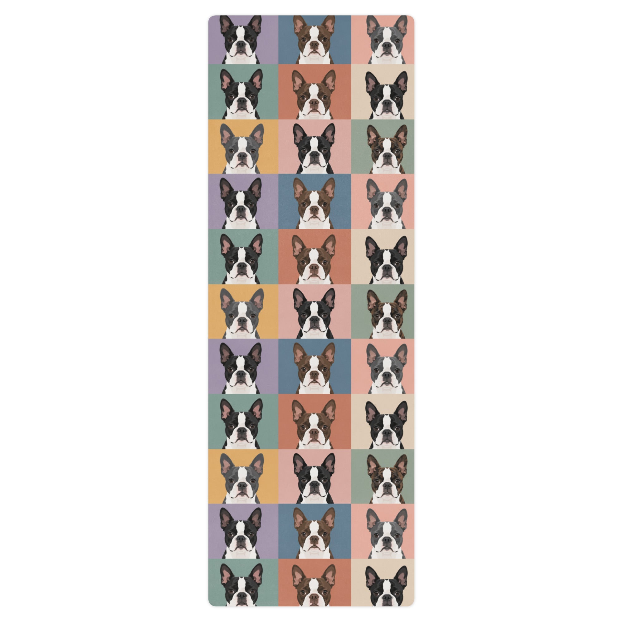 Pop Art Style Colored Boston Terriers Modern Tiles Pattern Yoga Mat .