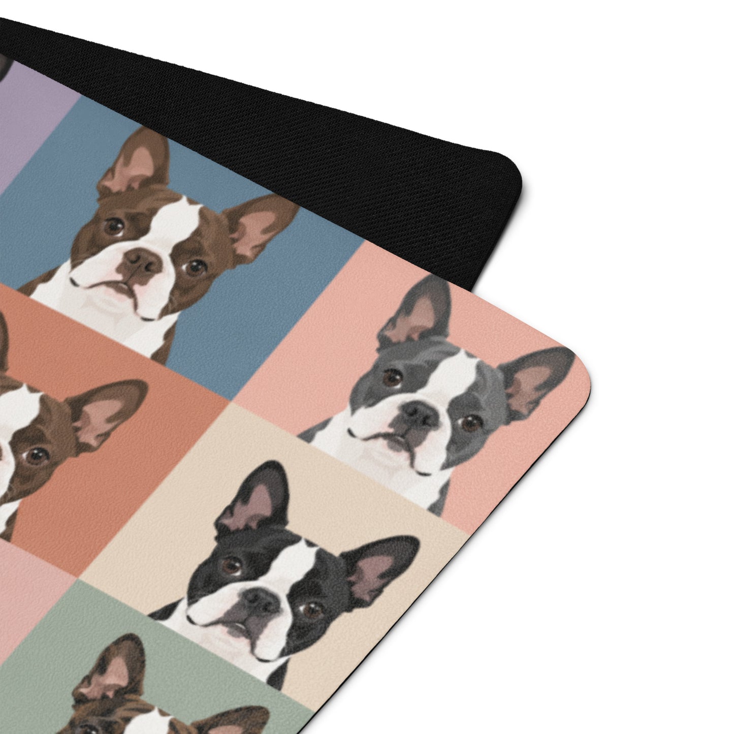 Pop Art Style Colored Boston Terriers Modern Tiles Pattern Yoga Mat .