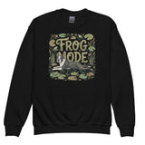 Frog Mode Boston Terrier Dog Frog Legs Youth Crewneck Sweatshirt . Black