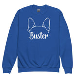 Big Ears With Boston Terrier Name - Personalized Youth Crewneck Sweatshirt . Royal