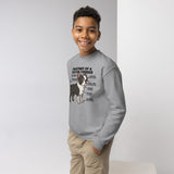 Boston Terrier Anatomy Illustrated Youth Crewneck Sweatshirt .