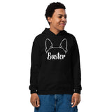 Big Ears With Boston Terrier Name - Personalized Youth Heavy Blend Hoodie .