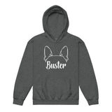 Big Ears With Boston Terrier Name - Personalized Youth Heavy Blend Hoodie . Dark Heather
