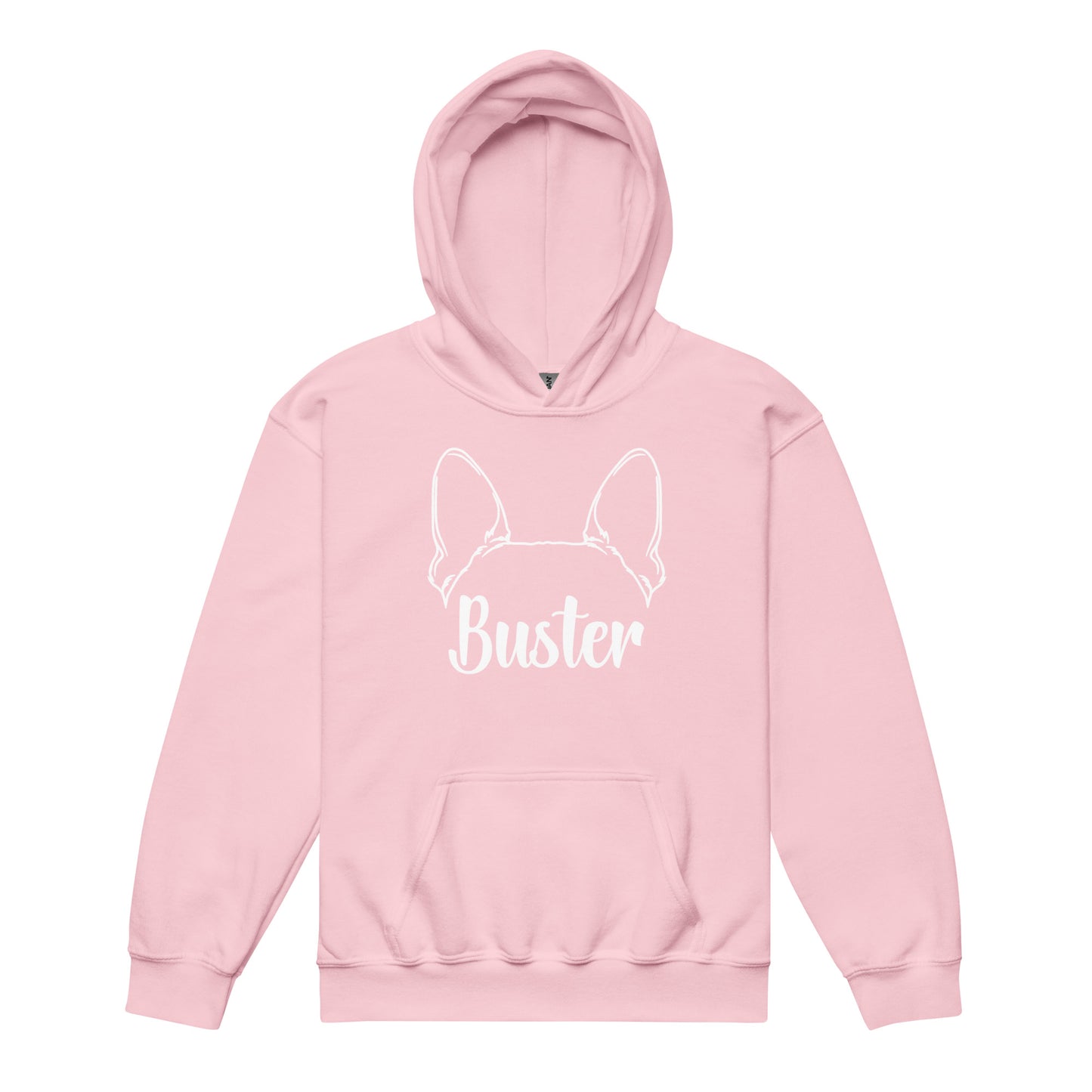 Big Ears With Boston Terrier Name - Personalized Youth Heavy Blend Hoodie . Light Pink