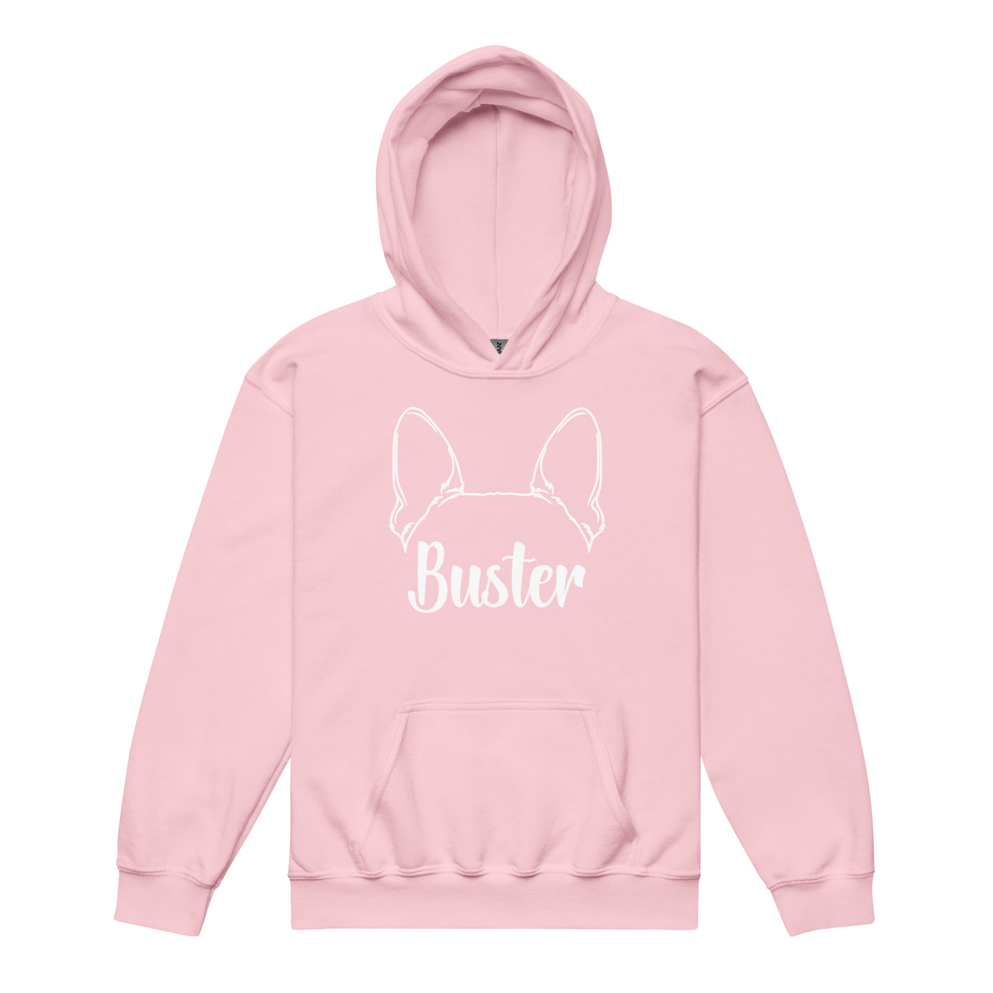 Big Ears With Boston Terrier Name - Personalized Youth Heavy Blend Hoodie . Light Pink