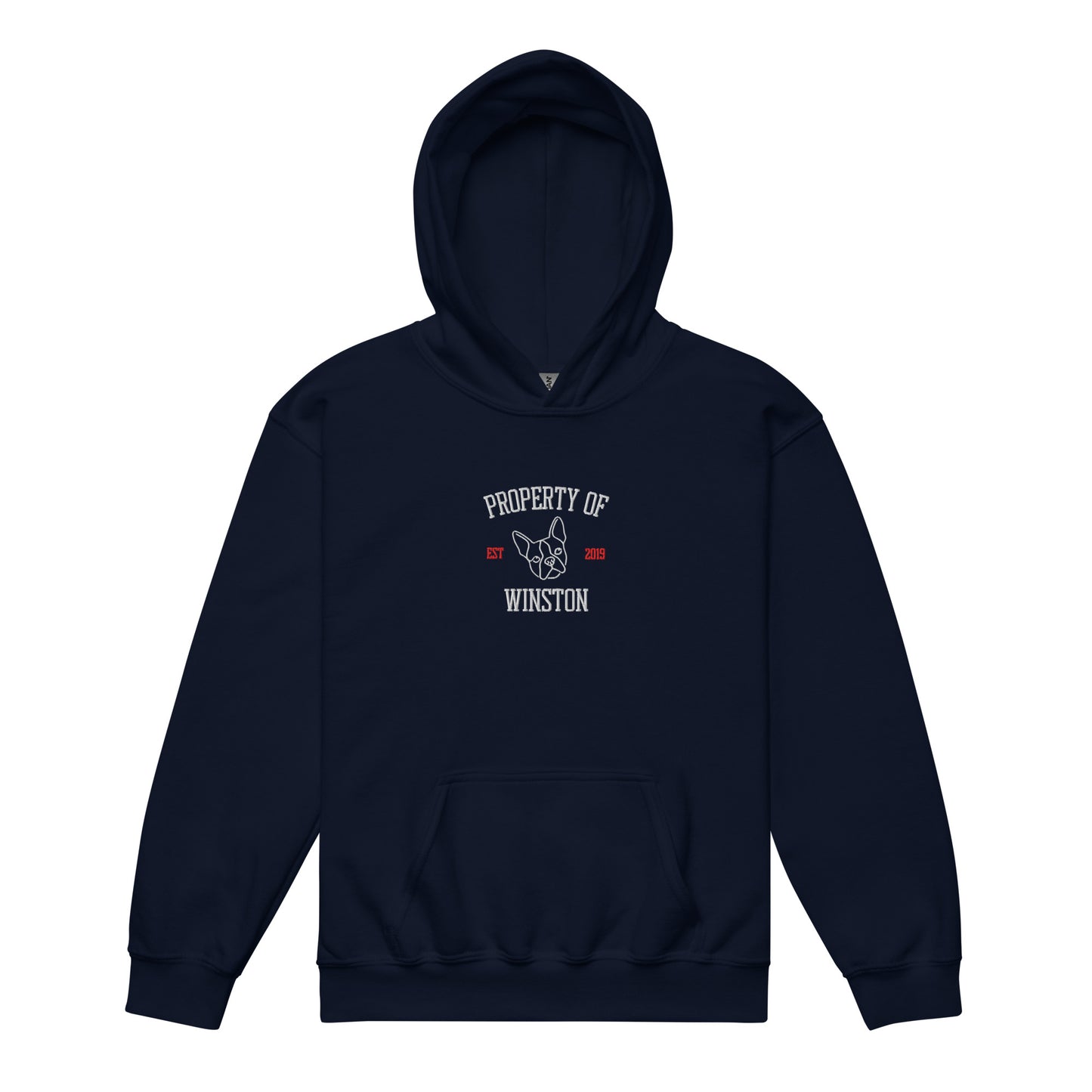 Property Of My Dog Custom Embroidered Youth Heavy Blend Hoodie . Navy
