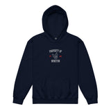 Property Of My Dog Custom Embroidered Youth Heavy Blend Hoodie . Navy
