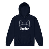 Big Ears With Boston Terrier Name - Personalized Youth Heavy Blend Hoodie . Navy