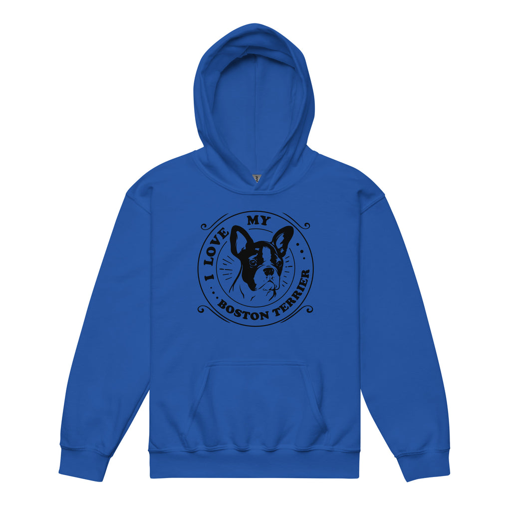 I Love My Boston Terrier Youth Heavy Blend Hoodie