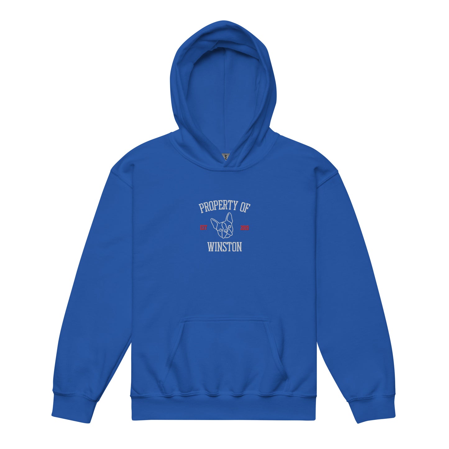Property Of My Dog Custom Embroidered Youth Heavy Blend Hoodie . Royal