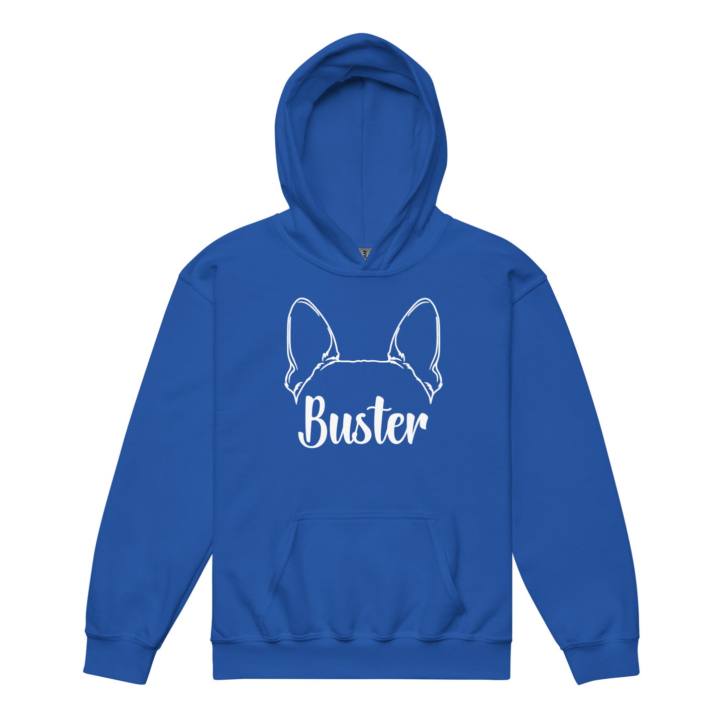Big Ears With Boston Terrier Name - Personalized Youth Heavy Blend Hoodie . Royal