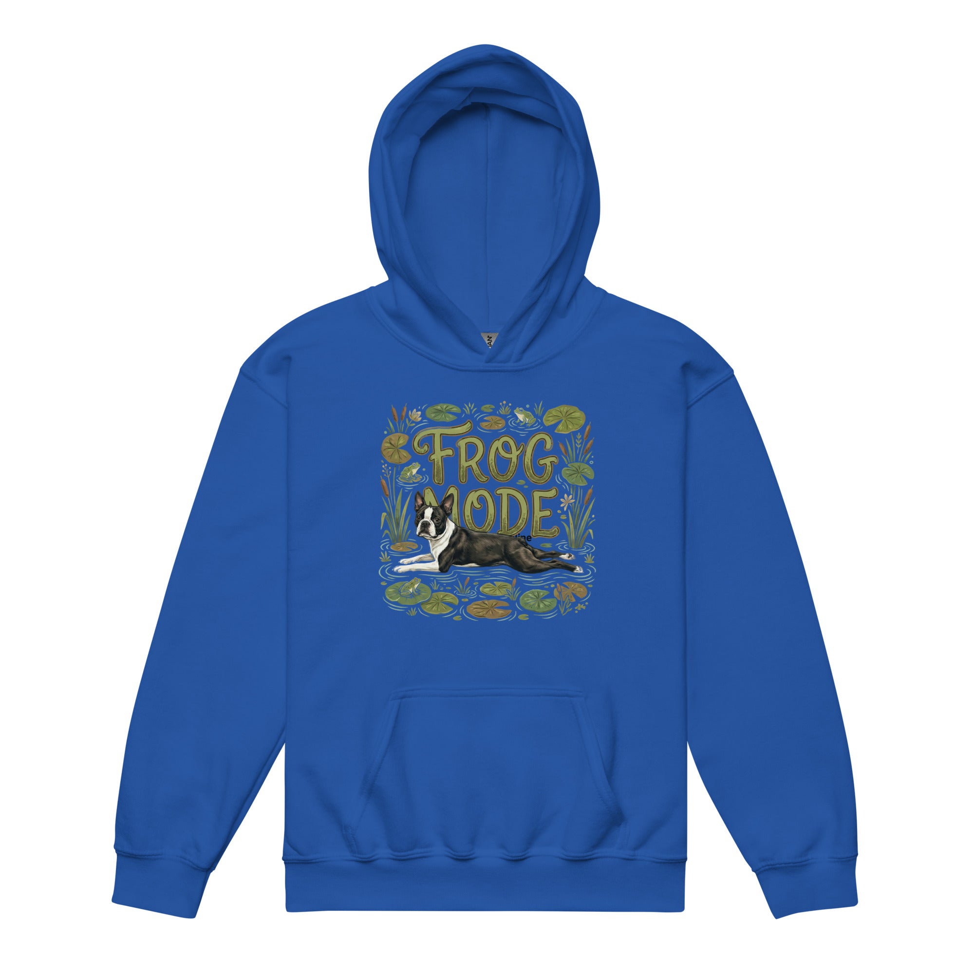 Frog Mode Boston Terrier Dog Frog Legs Youth Heavy Blend Hoodie . Royal