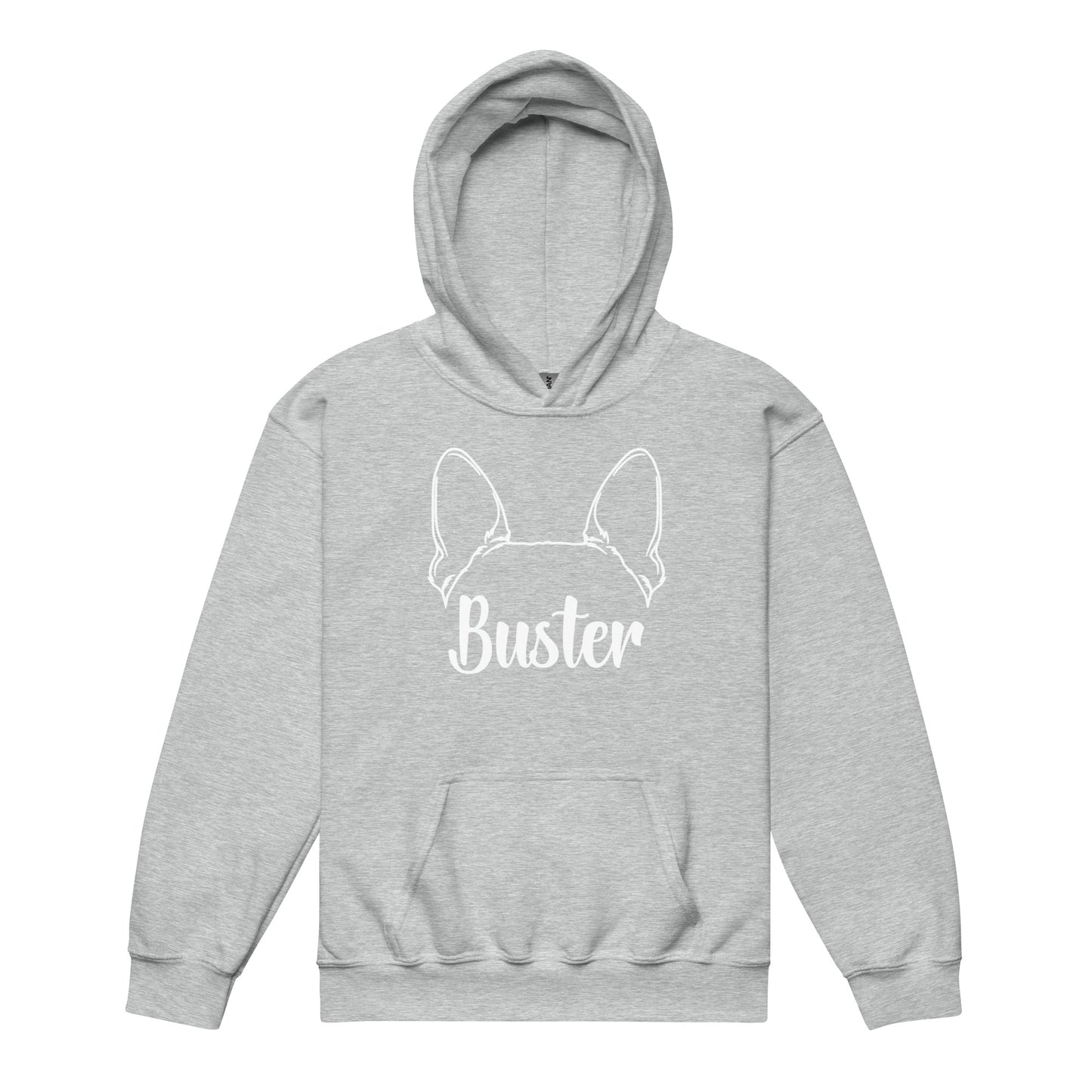 Big Ears With Boston Terrier Name - Personalized Youth Heavy Blend Hoodie . Sport Grey