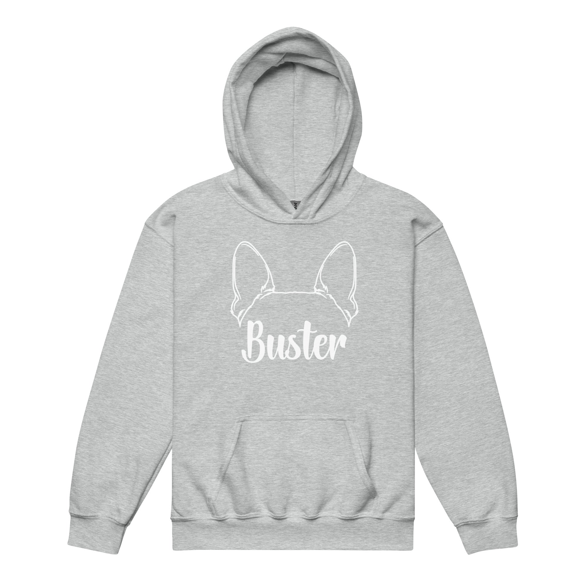 Big Ears With Boston Terrier Name - Personalized Youth Heavy Blend Hoodie . Sport Grey