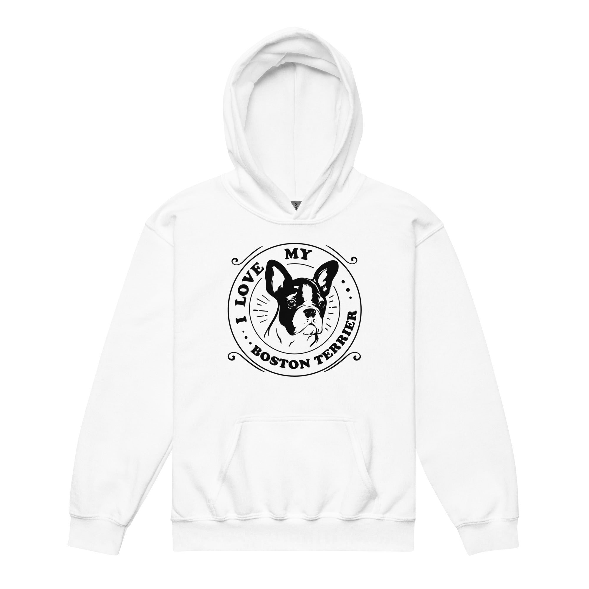 I Love My Boston Terrier Youth Heavy Blend Hoodie