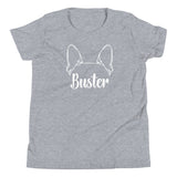 Big Ears With Boston Terrier Name - Personalized Youth Short Sleeve T-Shirt . Athletic Heather