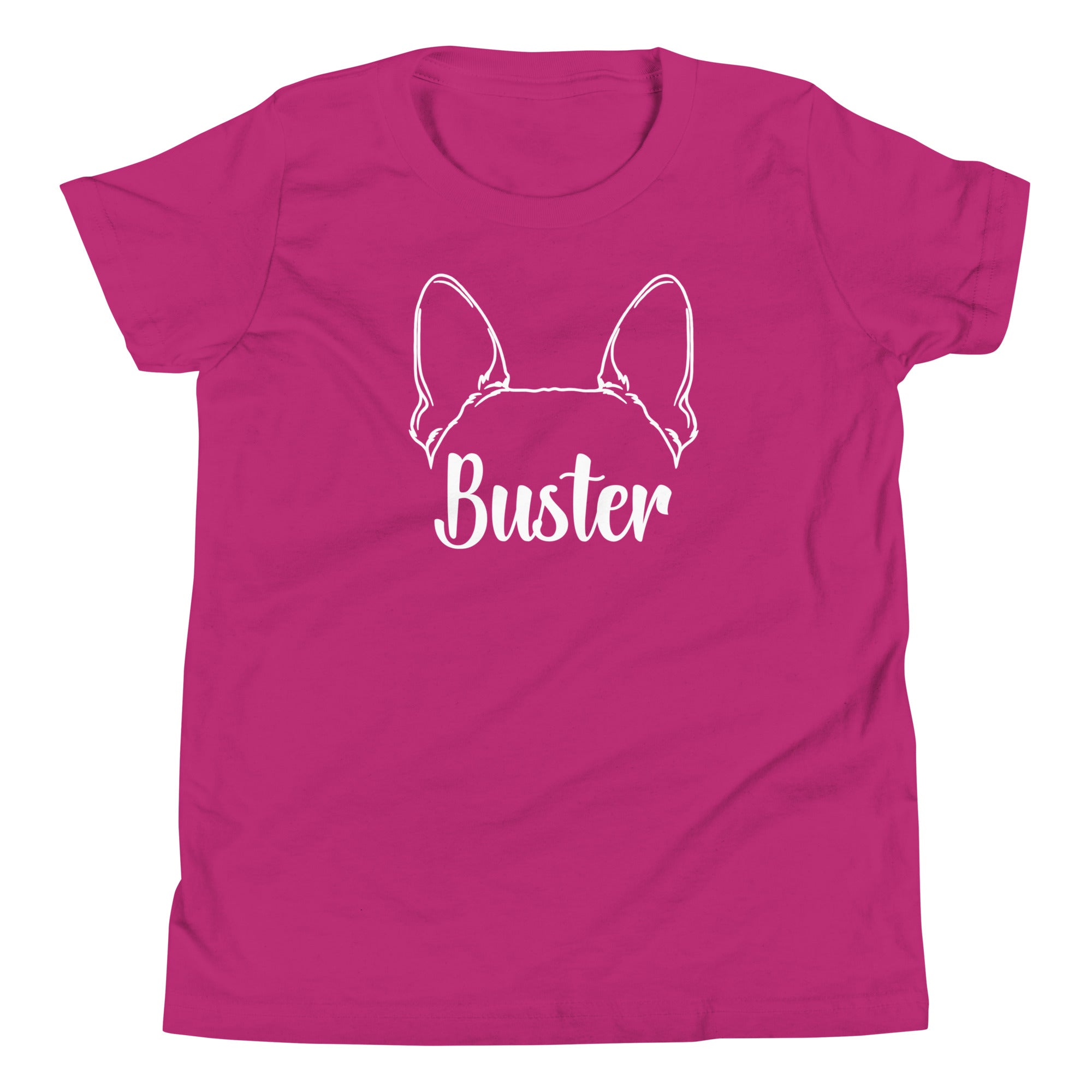 Big Ears With Boston Terrier Name - Personalized Youth Short Sleeve T-Shirt . Berry