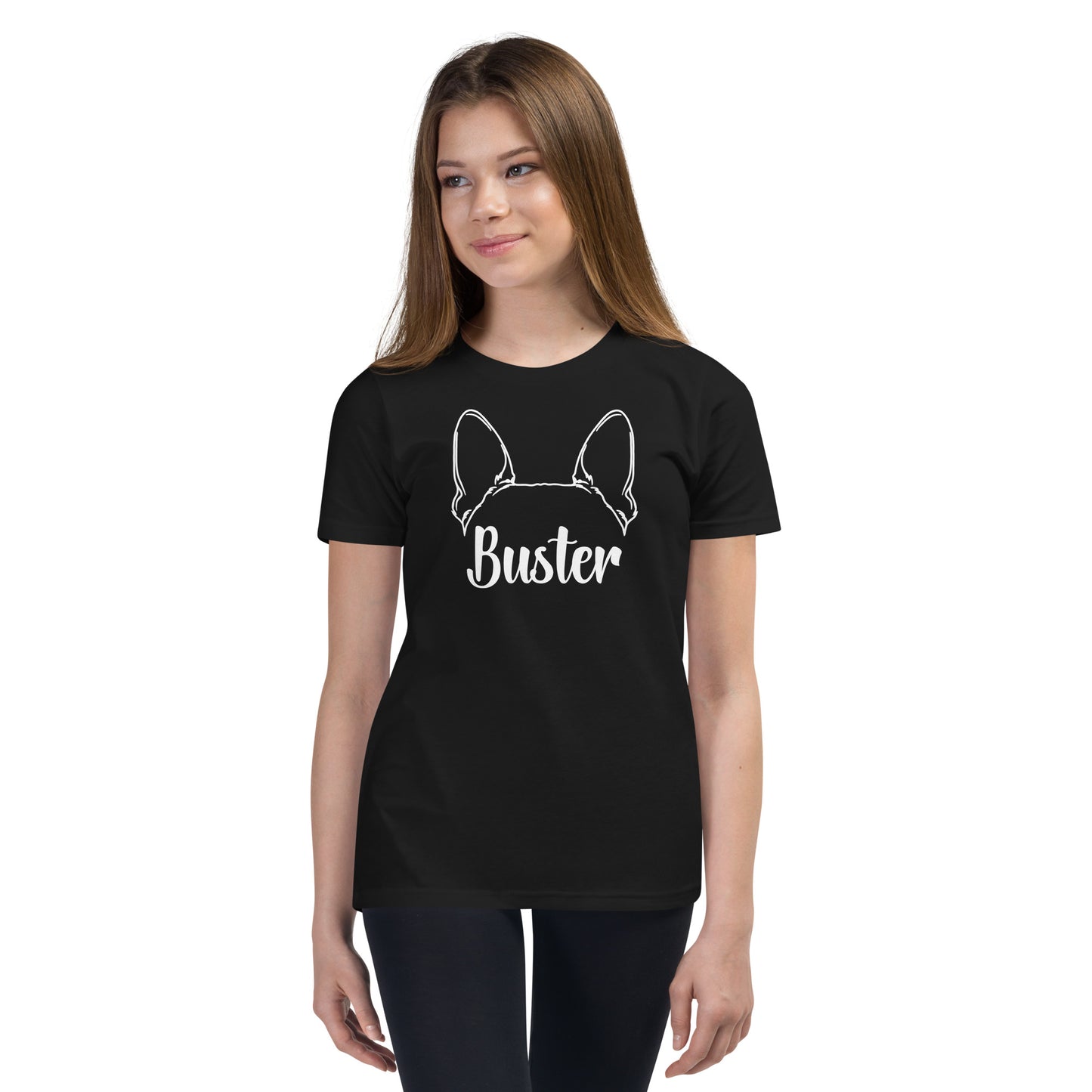 Big Ears With Boston Terrier Name - Personalized Youth Short Sleeve T-Shirt .