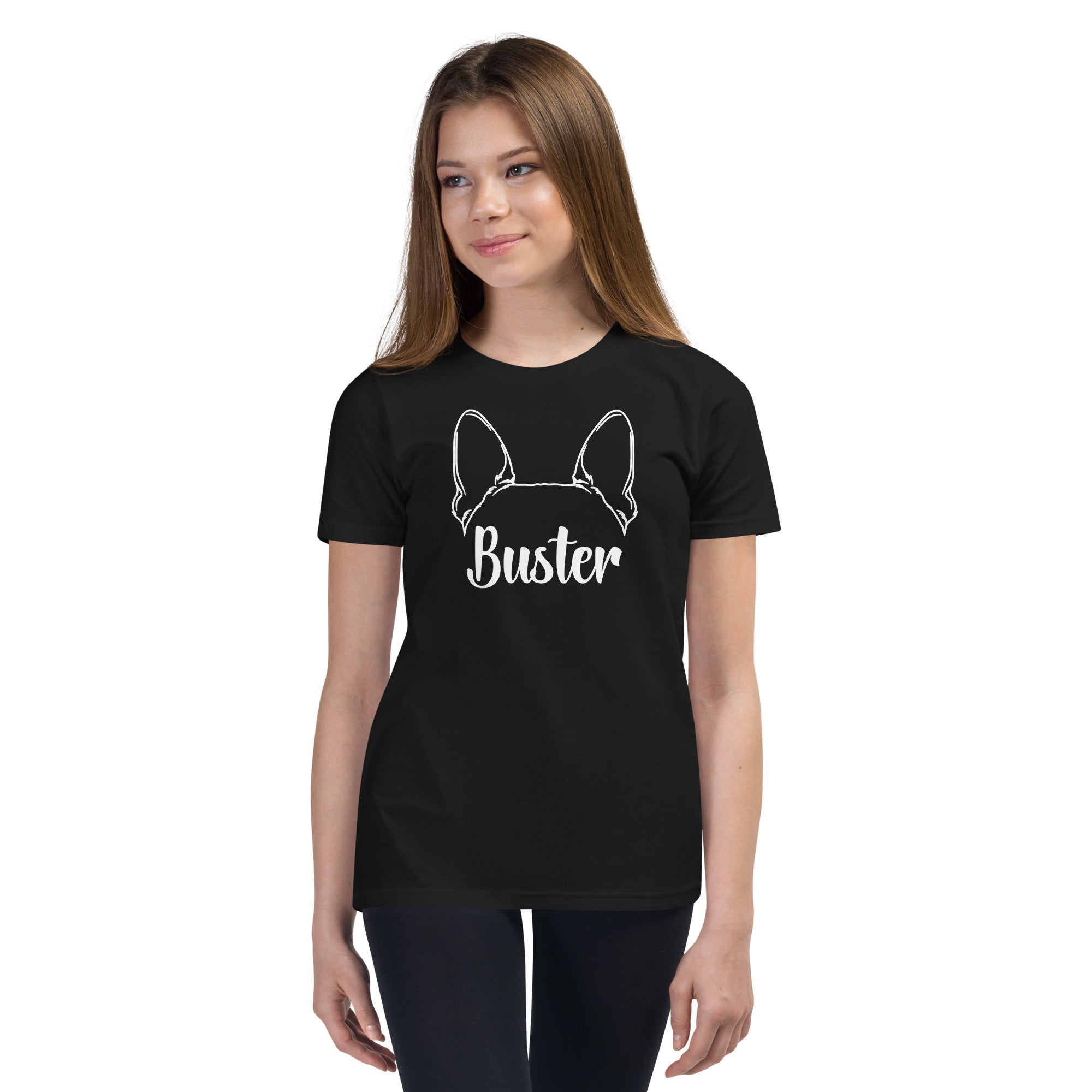 Big Ears With Boston Terrier Name - Personalized Youth Short Sleeve T-Shirt .